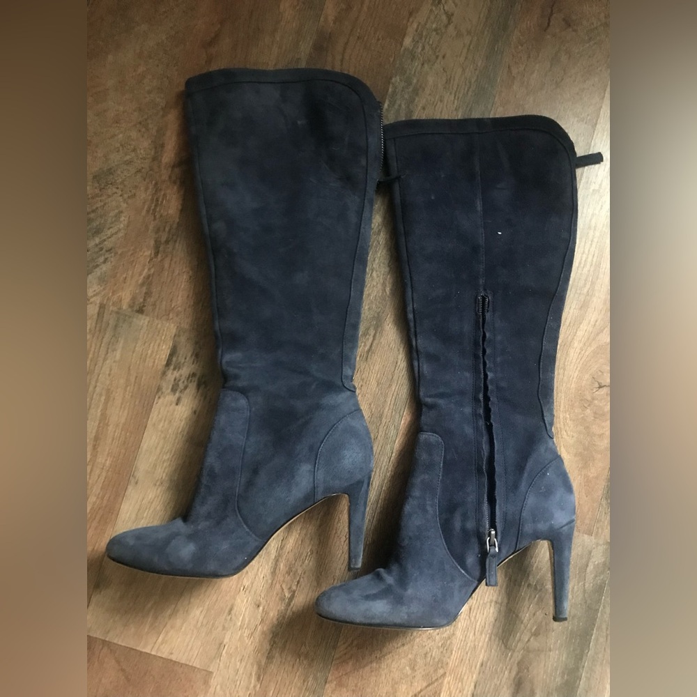 Blue suede boots